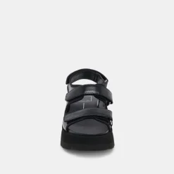 DUBAI SANDALS MIDNIGHT CRINKLE PATENT