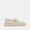 ELIAS WIDE FLATS IVORY EMBOSSED LEATHER