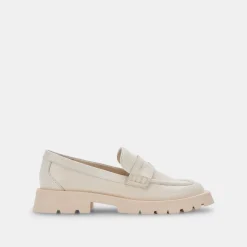 ELIAS WIDE FLATS IVORY EMBOSSED LEATHER
