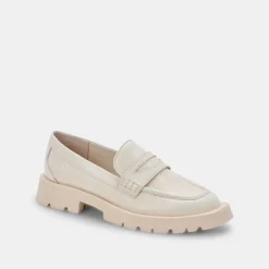 ELIAS WIDE FLATS IVORY EMBOSSED LEATHER