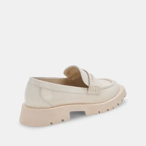ELIAS WIDE FLATS IVORY EMBOSSED LEATHER