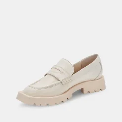 ELIAS WIDE FLATS IVORY EMBOSSED LEATHER