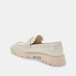 ELIAS WIDE FLATS IVORY EMBOSSED LEATHER