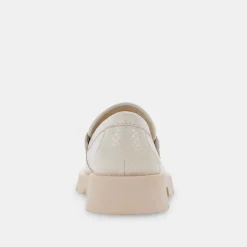 ELIAS WIDE FLATS IVORY EMBOSSED LEATHER