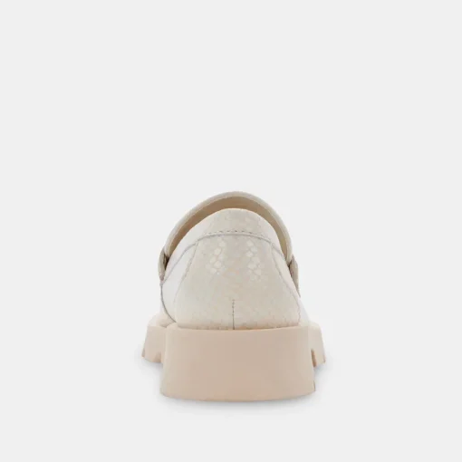 ELIAS WIDE FLATS IVORY EMBOSSED LEATHER