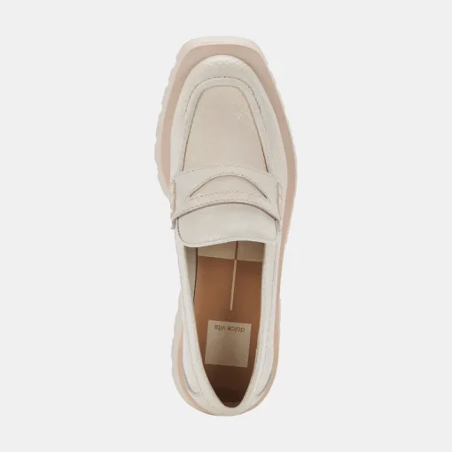 ELIAS WIDE FLATS IVORY EMBOSSED LEATHER