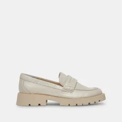 ELIAS WIDE FLATS OFF WHITE CRINKLE PATENT