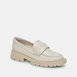 ELIAS WIDE FLATS OFF WHITE CRINKLE PATENT