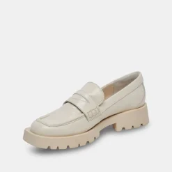 ELIAS WIDE FLATS OFF WHITE CRINKLE PATENT
