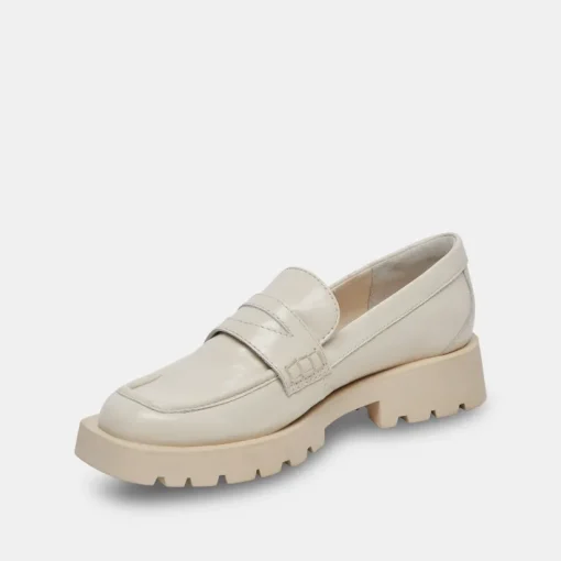 ELIAS WIDE FLATS OFF WHITE CRINKLE PATENT