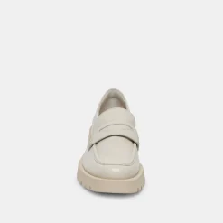 ELIAS WIDE FLATS OFF WHITE CRINKLE PATENT