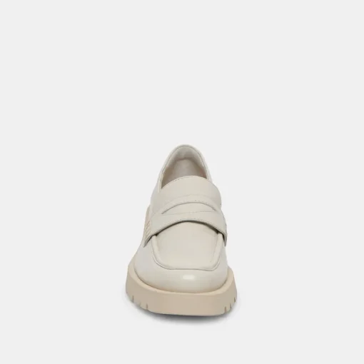 ELIAS WIDE FLATS OFF WHITE CRINKLE PATENT