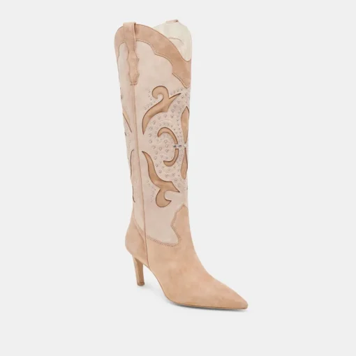 FINLEY STUD BOOTS CAMEL SUEDE