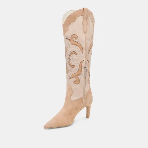 FINLEY STUD BOOTS CAMEL SUEDE