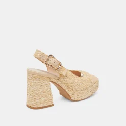 FLORES HEELS NATURAL RAFFIA