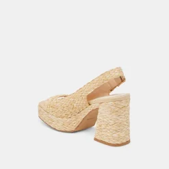 FLORES HEELS NATURAL RAFFIA