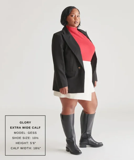 GLORY H2O EXTRA WIDE CALF BOOTS BLACK LEATHER