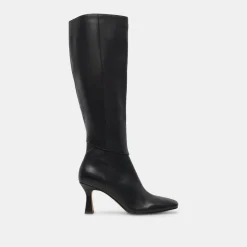 GYRA WIDE CALF BOOTS BLACK LEATHER