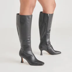GYRA WIDE CALF BOOTS BLACK LEATHER
