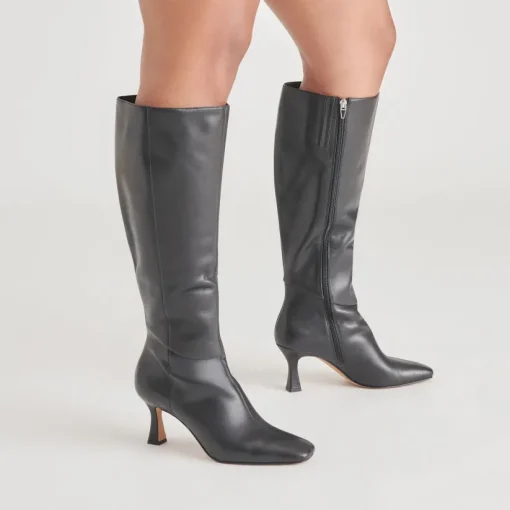 GYRA WIDE CALF BOOTS BLACK LEATHER