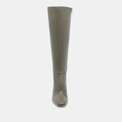 GYRA WIDE CALF BOOTS DARK OLIVE LEATHER