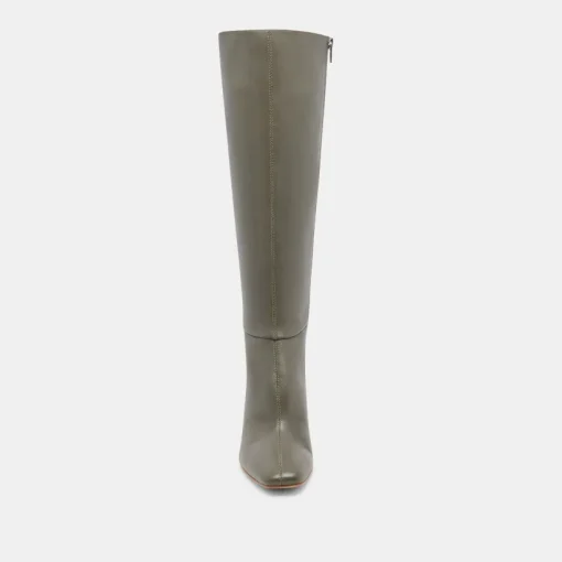 GYRA WIDE CALF BOOTS DARK OLIVE LEATHER