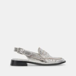 HARDI LOAFERS SILVER CRACKLED LEATHER