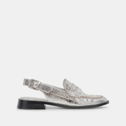 HARDI LOAFERS SILVER CRACKLED LEATHER