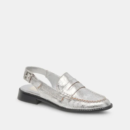 HARDI LOAFERS SILVER CRACKLED LEATHER