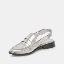 HARDI LOAFERS SILVER CRACKLED LEATHER