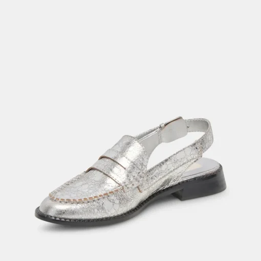 HARDI LOAFERS SILVER CRACKLED LEATHER
