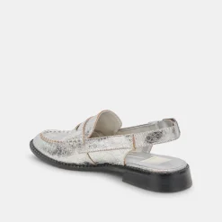HARDI LOAFERS SILVER CRACKLED LEATHER