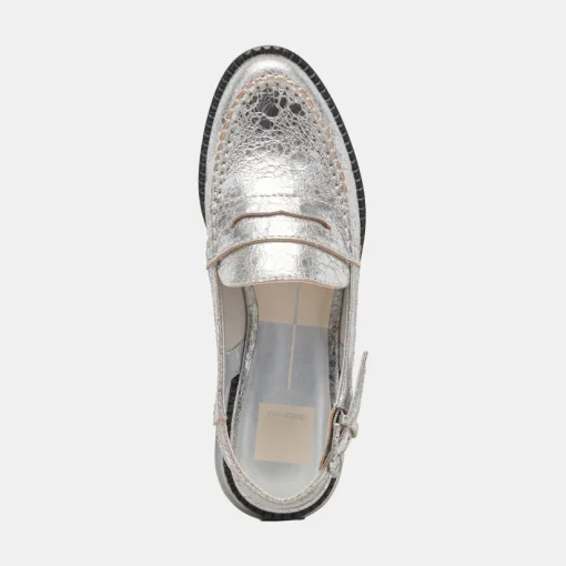 HARDI LOAFERS SILVER CRACKLED LEATHER