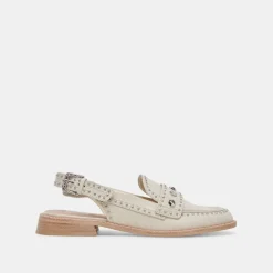 HARDI STUD LOAFERS IVORY CRINKLE PATENT