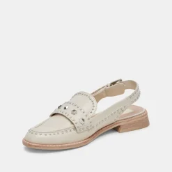 HARDI STUD LOAFERS IVORY CRINKLE PATENT