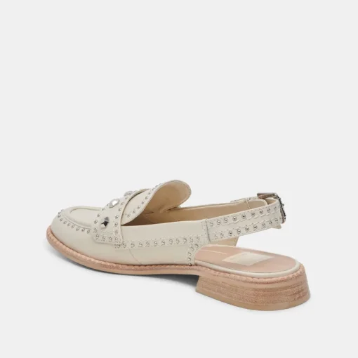 HARDI STUD LOAFERS IVORY CRINKLE PATENT