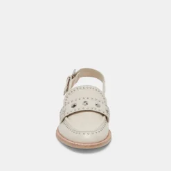 HARDI STUD LOAFERS IVORY CRINKLE PATENT
