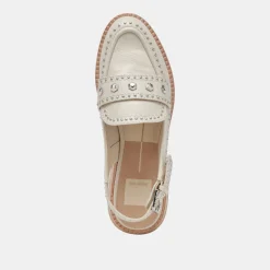 HARDI STUD LOAFERS IVORY CRINKLE PATENT