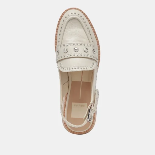 HARDI STUD LOAFERS IVORY CRINKLE PATENT