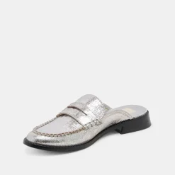 HAVAN LOAFERS SILVER DISTRESSED LEATHER
