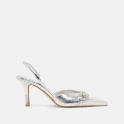 HAYLEE HEELS SILVER DISTRESSED LEATHER