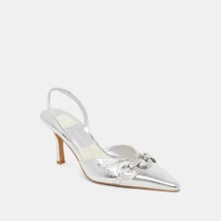 HAYLEE HEELS SILVER DISTRESSED LEATHER