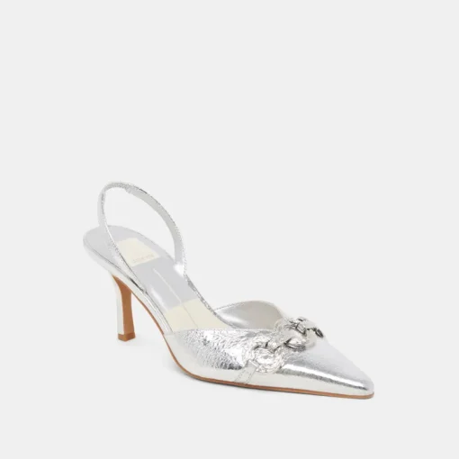 HAYLEE HEELS SILVER DISTRESSED LEATHER