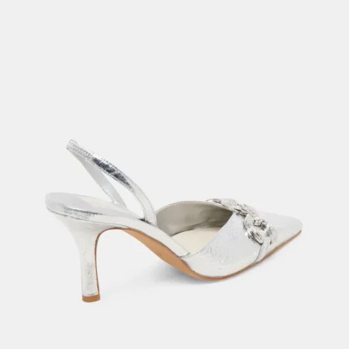 HAYLEE HEELS SILVER DISTRESSED LEATHER