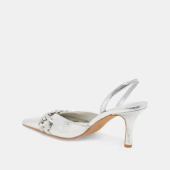 HAYLEE HEELS SILVER DISTRESSED LEATHER