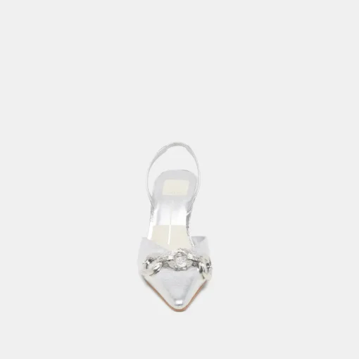 HAYLEE HEELS SILVER DISTRESSED LEATHER