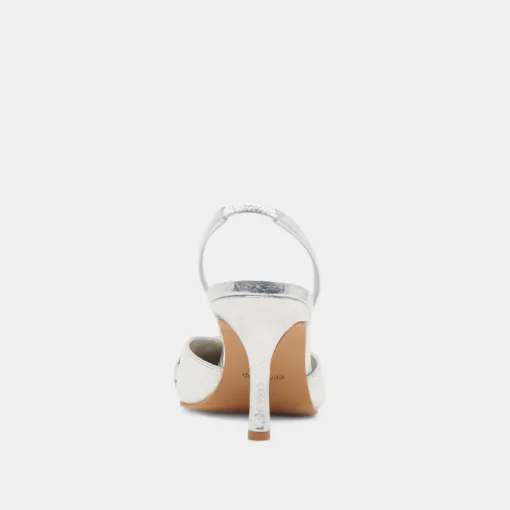 HAYLEE HEELS SILVER DISTRESSED LEATHER