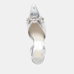 HAYLEE HEELS SILVER DISTRESSED LEATHER
