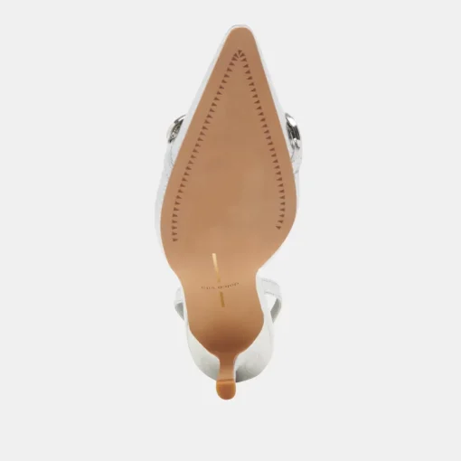 HAYLEE HEELS SILVER DISTRESSED LEATHER
