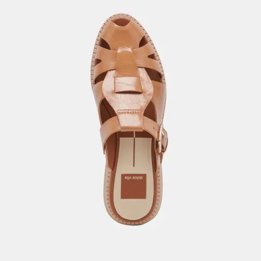 HIPPIE FLATS TAN CRINKLE PATENT